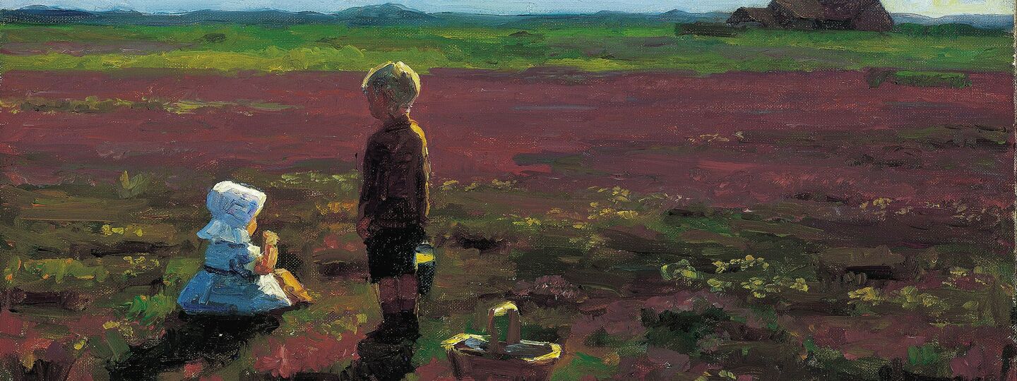 Children picking berries on the moor, by Einar Hein