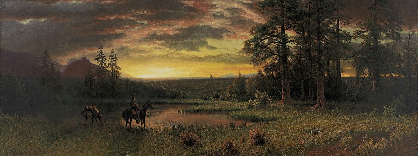 Sunset on the meadow, by Albert Bierstadt