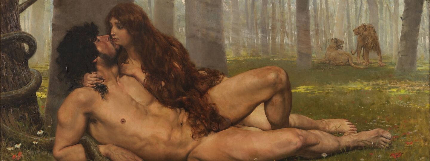 The First kiss of Adam and Eve, by Salvador Viniegra