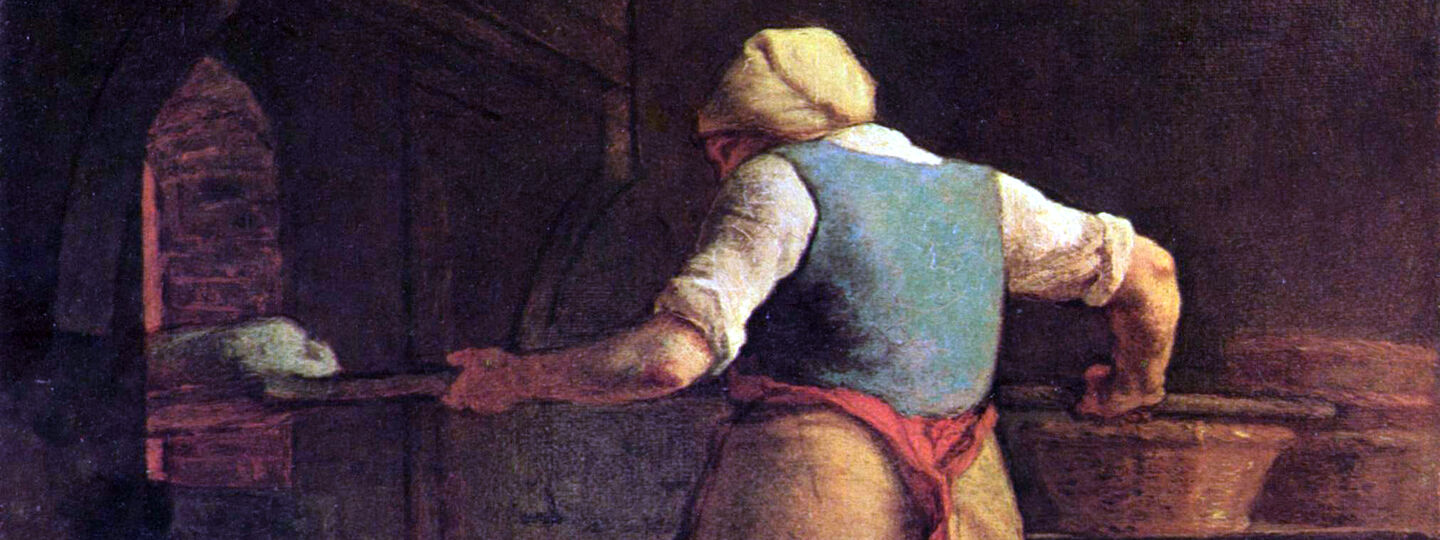 A woman baking bread, by Jean-François Millet