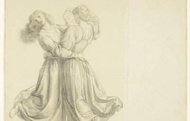 The Bower Meadow - Drapery Study for the Two Girls dancing, by Dante Gabriel Rossetti