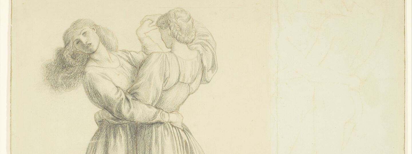 The Bower Meadow - Drapery Study for the Two Girls dancing, by Dante Gabriel Rossetti