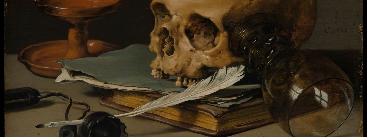 Still Life with a Skull and a Writing Quill, by Pieter Claesz