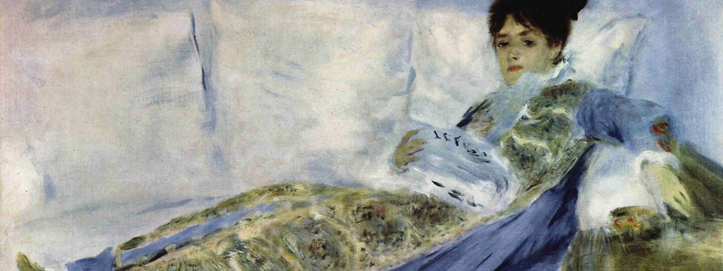 Madame Claude Monet Reading Le Figaro, by Pierre-Auguste Renoir