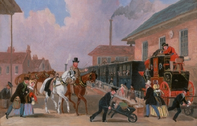 The Louth-London Royal Mail Travelling by Train from Peterborough East, Northamptonshire, by James Pollard