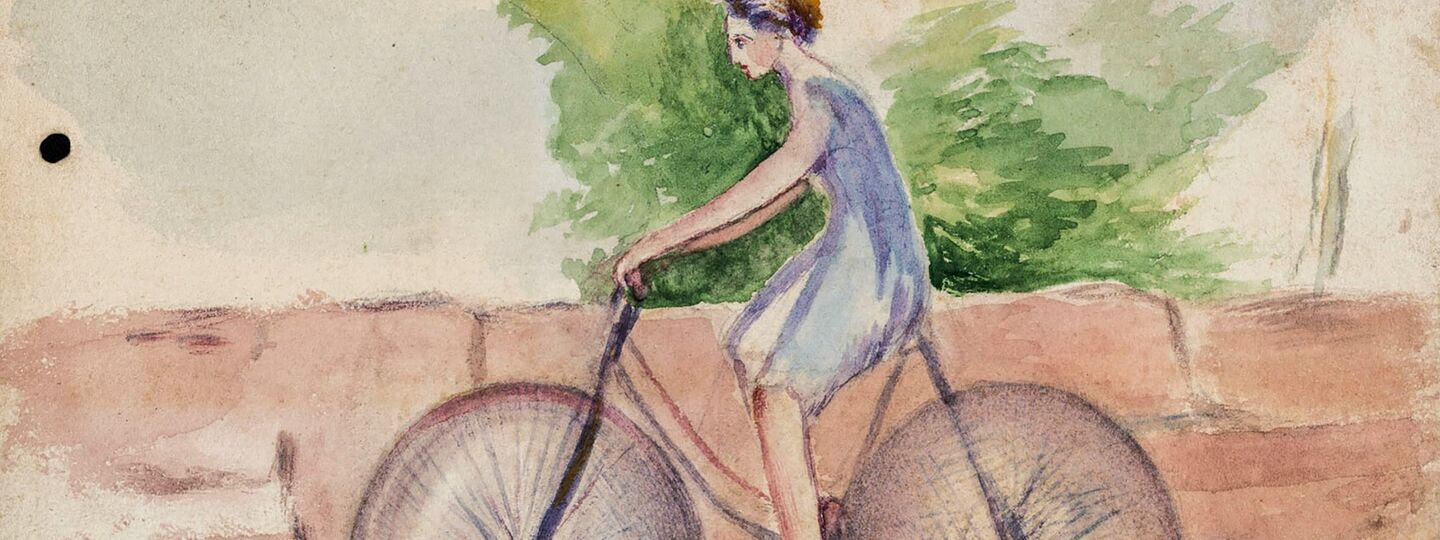 Side face of a cyclist, by José María Eguren