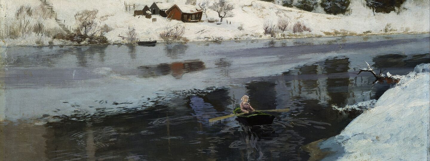 Winter at the River Simoa, by Frits Thaulow