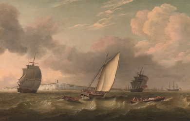 A Packet Boat Under Sail in a Breeze off the South Foreland, by Thomas Luny