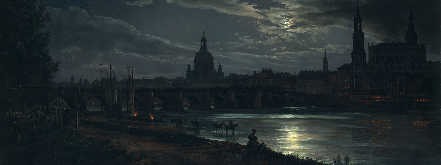 View of Dresden by Moonlight, by Johan Christian Dahl