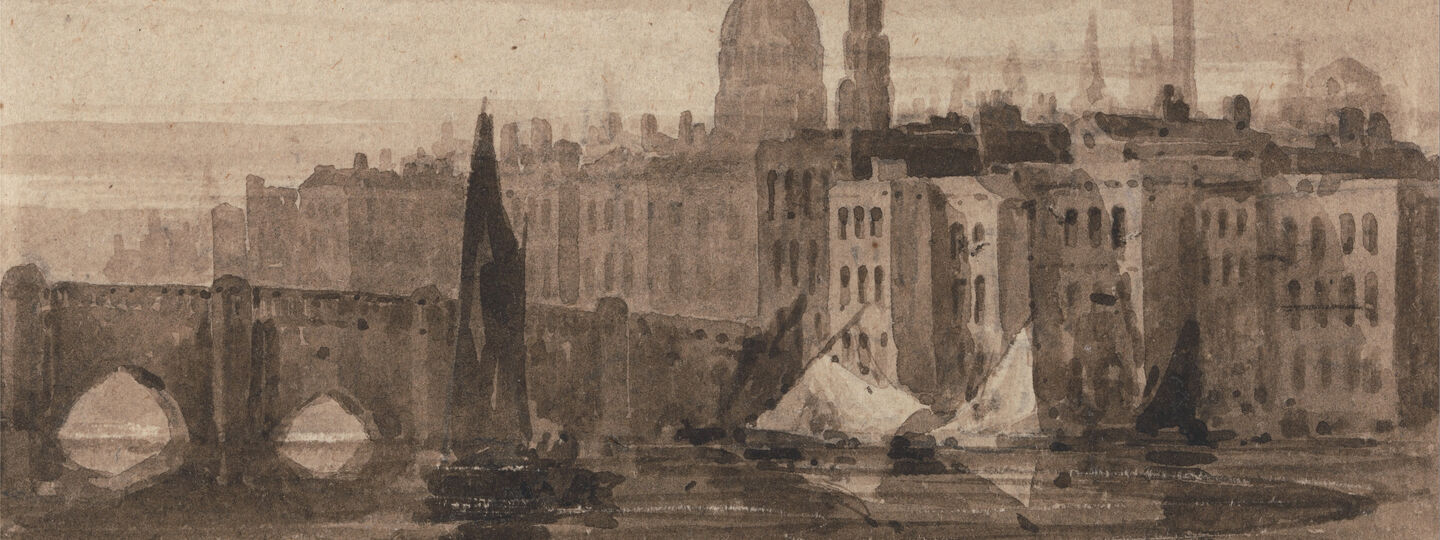 Old London Bridge and St. Paul's Cathedral From the Thames, by David Cox