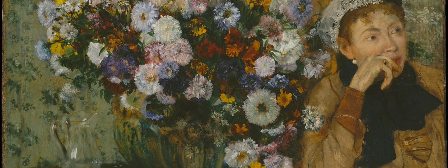 A Woman Seated beside a Vase of Flowers, by Edgar Degas