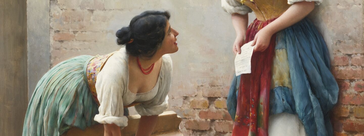 Sharing the News, by Eugene de Blaas