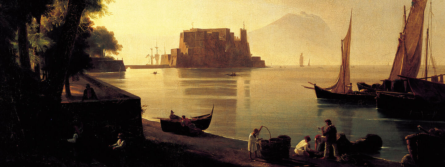 Castel dell'Ovo from the beach, by Anton Sminck Pitloo