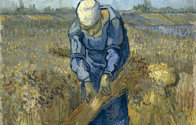 Peasant Woman Binding Sheaves (after Millet), by Vincent van Gogh