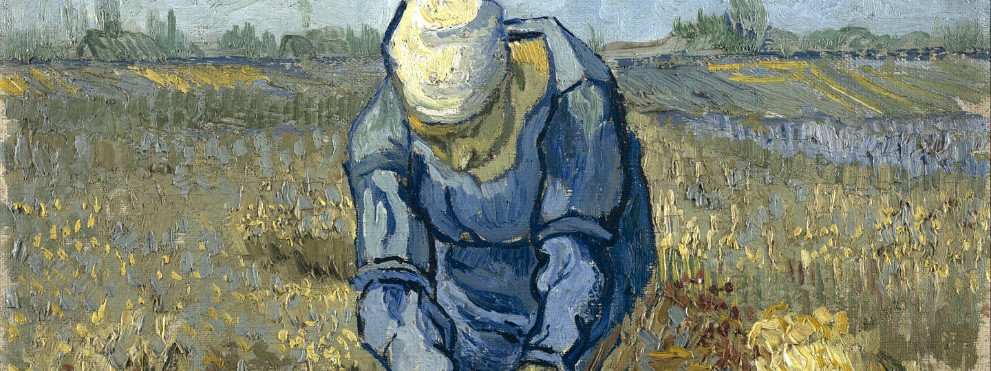 Peasant Woman Binding Sheaves (after Millet), by Vincent van Gogh